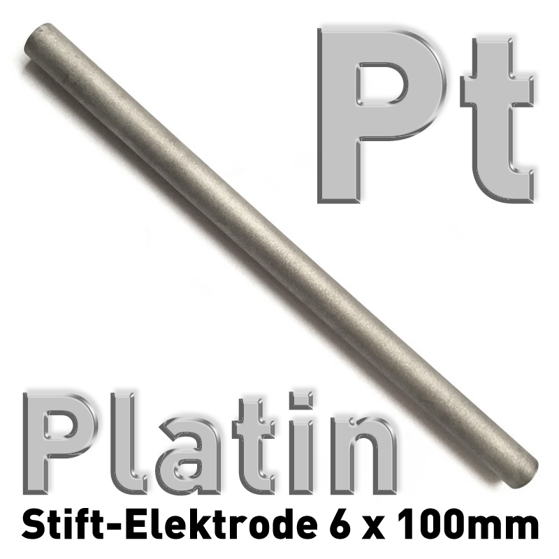 Platin-Elektrode Ø 6 mm x 100 mm,  Pt-Auflage 2,5 µm