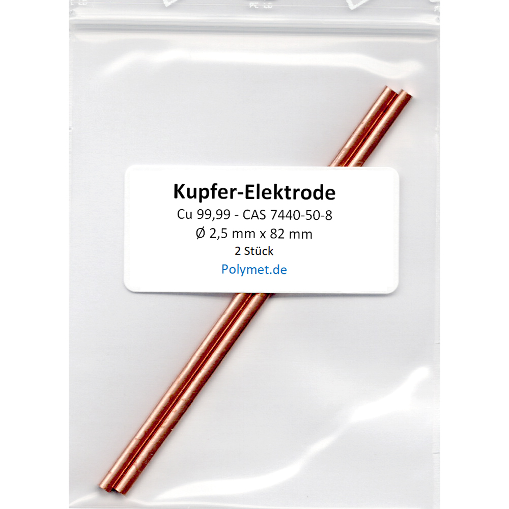 Kupfer-Elektroden Ø 2,5 mm x 82 mm, Cu 99,99 (1 Paar)